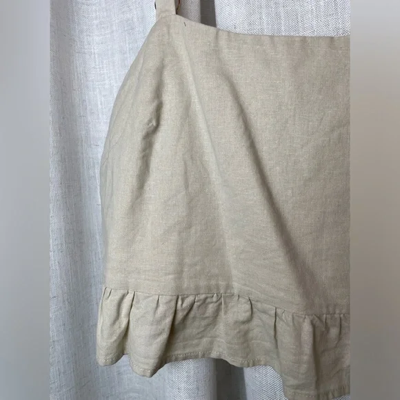 Linen Tank Ruffle Tan Beige Zip Up Side Adjustable Strap - Picture 6 of 8